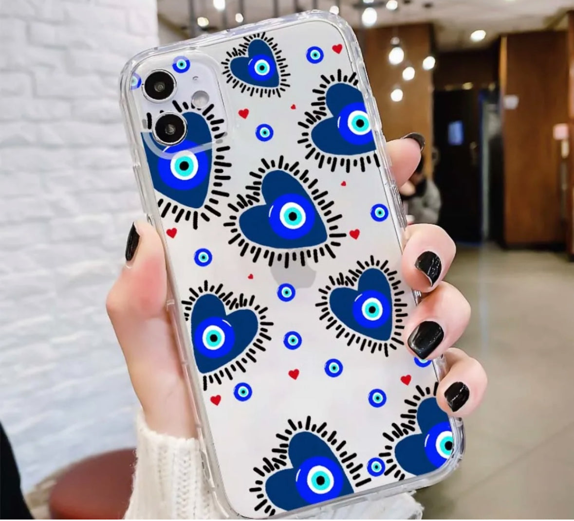 Evil Eye Hearts Phone Case - Clear