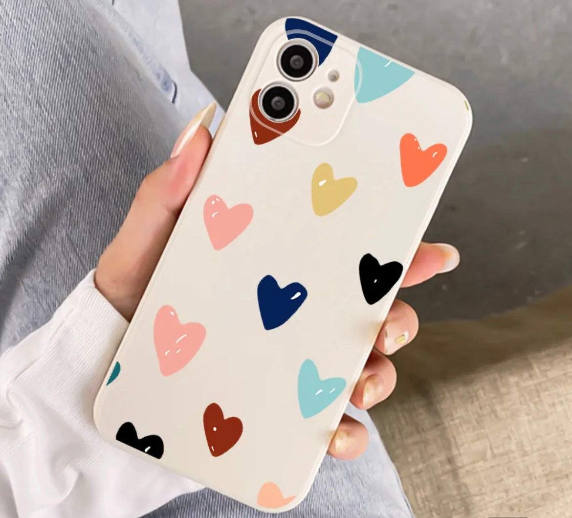 Hearts Phone Case - Cream
