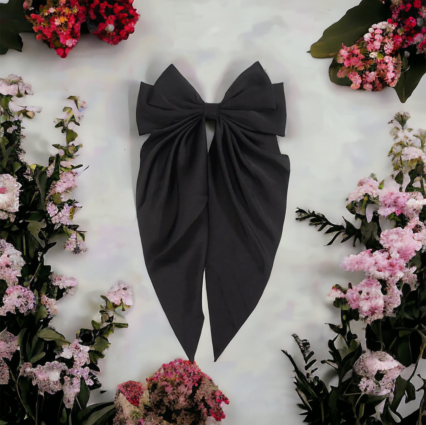 XL Bow Ribbon Hair Clip - Black