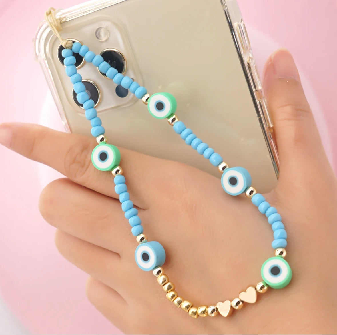 Mobile Phone Strap - EVIL EYE Blue & Gold