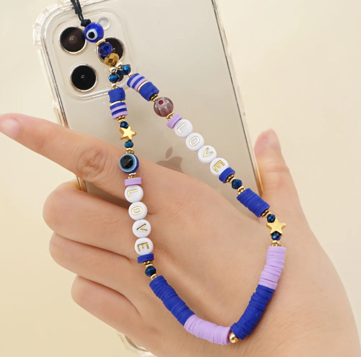 Mobile Phone Strap - LOVE Purple & Gold