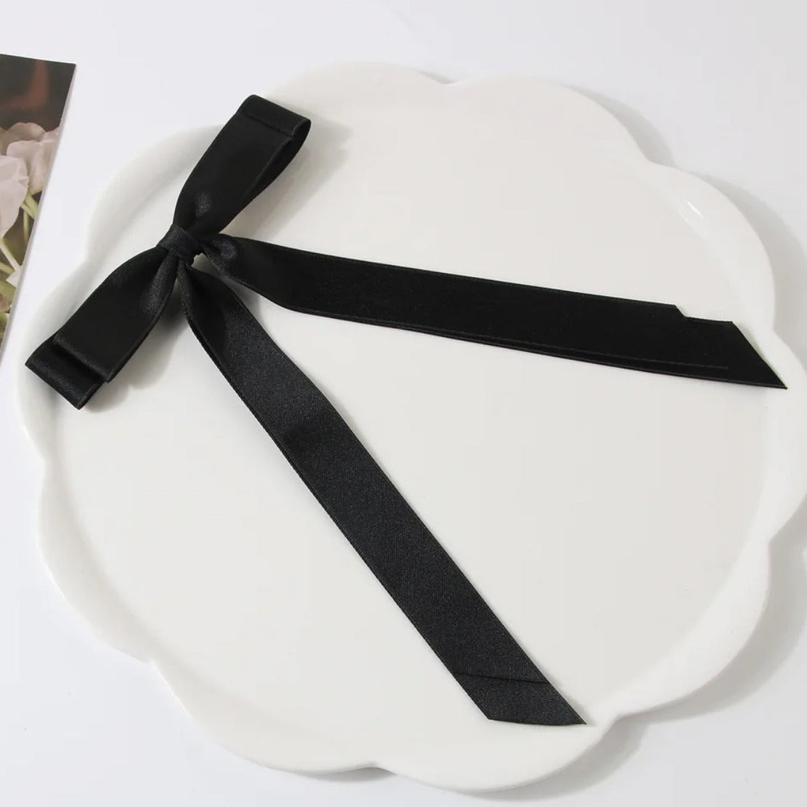 Black Ribbon Bow Hair Clip