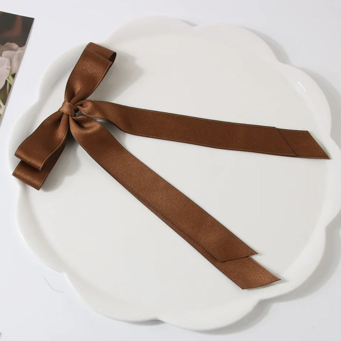 Brown Ribbon Bow Hair Clip