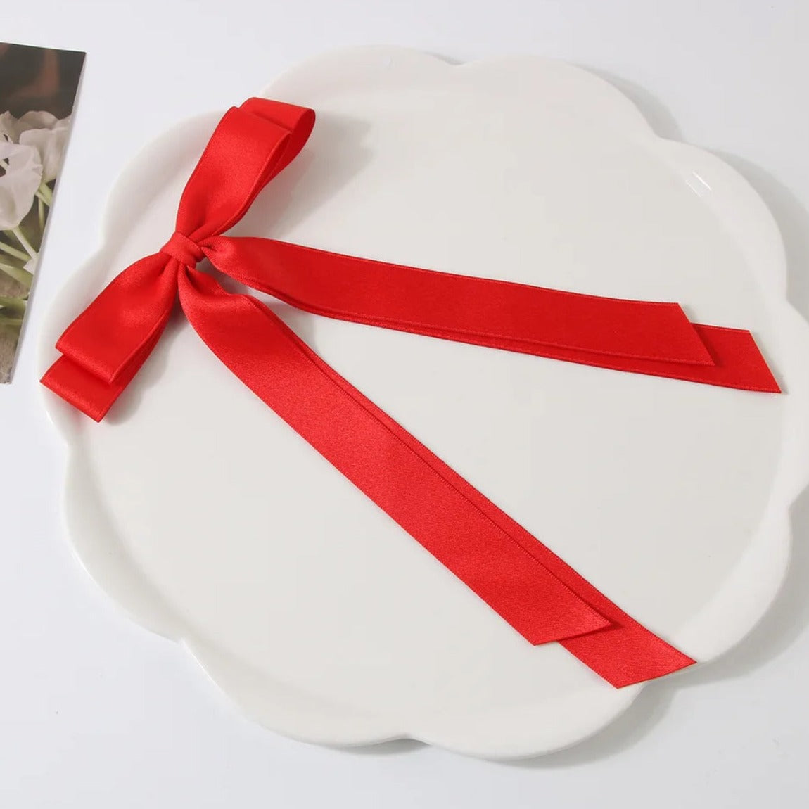 Bright Red Ribbon Bow Hair Clip