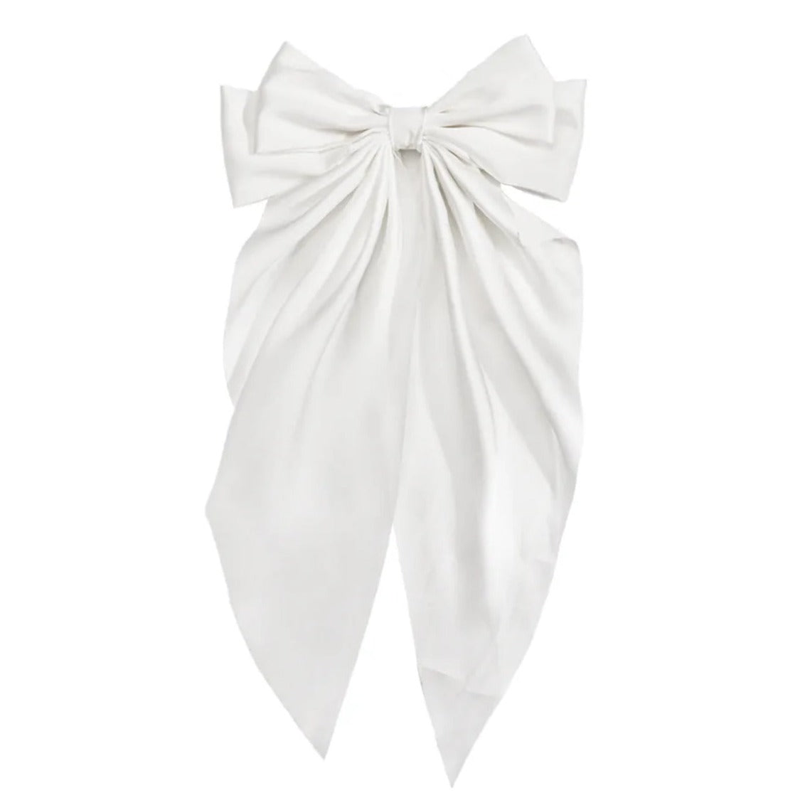 white xl bow ribbon hair clip