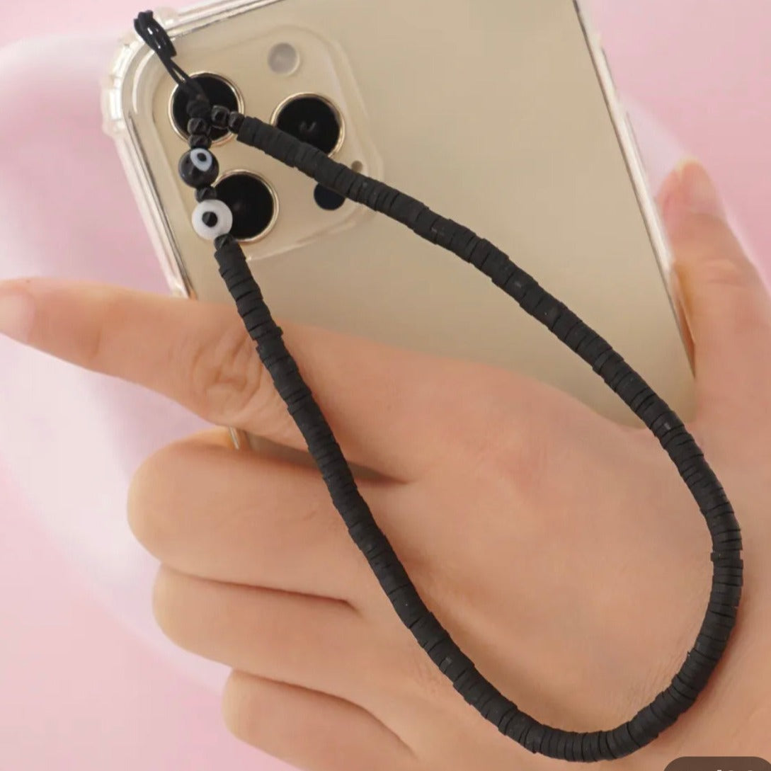 Black Evil Eye Phone Strap