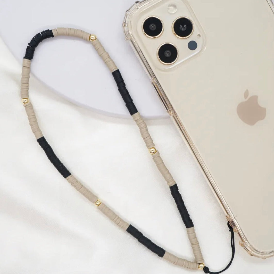 black beige gold mobile phone strap