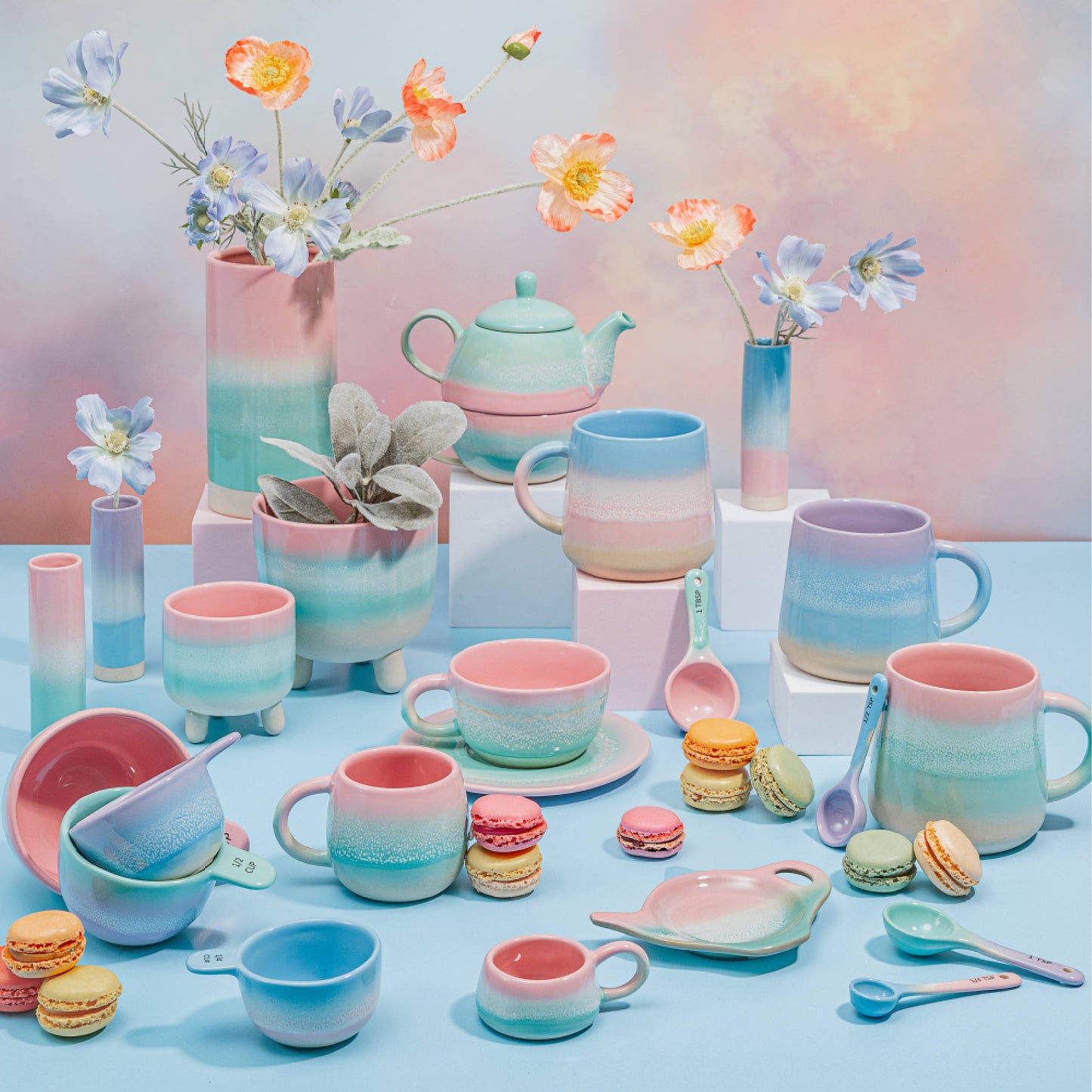 Pastel Ombre Vase - Pink & Green