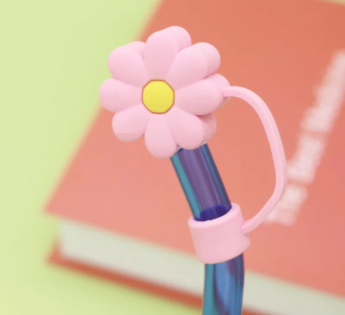 Pink & Yellow Daisy Straw Cover