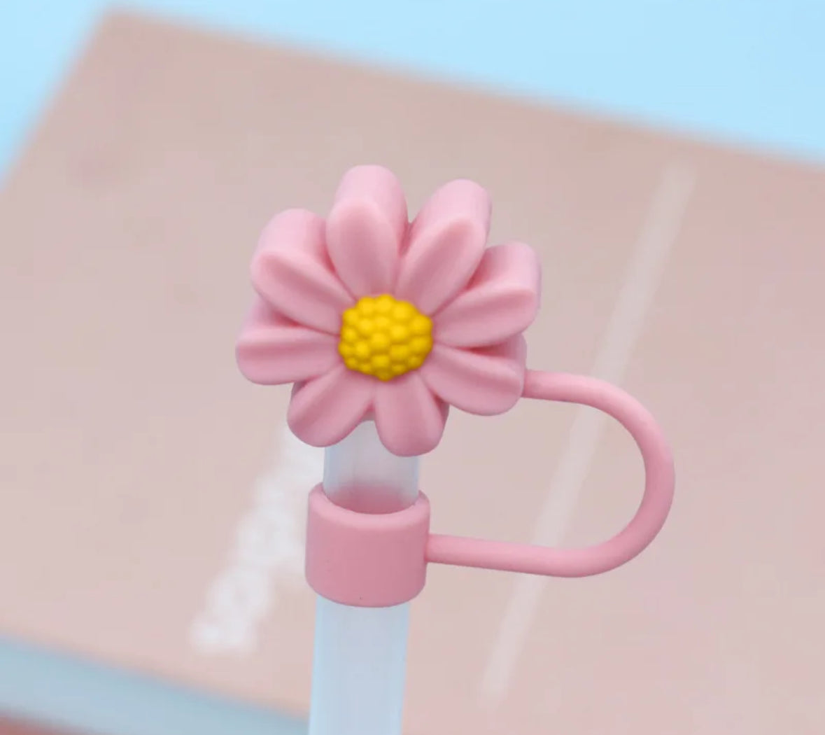 Pink & Yellow Flower Straw Cover