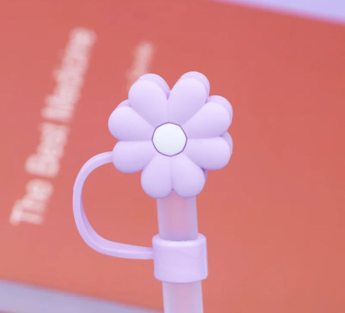Purple & White Daisy Straw Cover