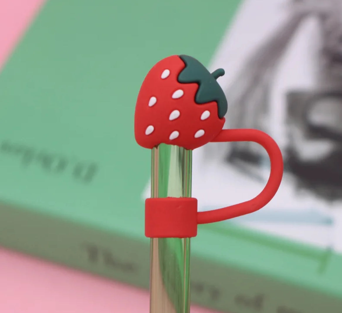 Red Strawberry Straw Cover