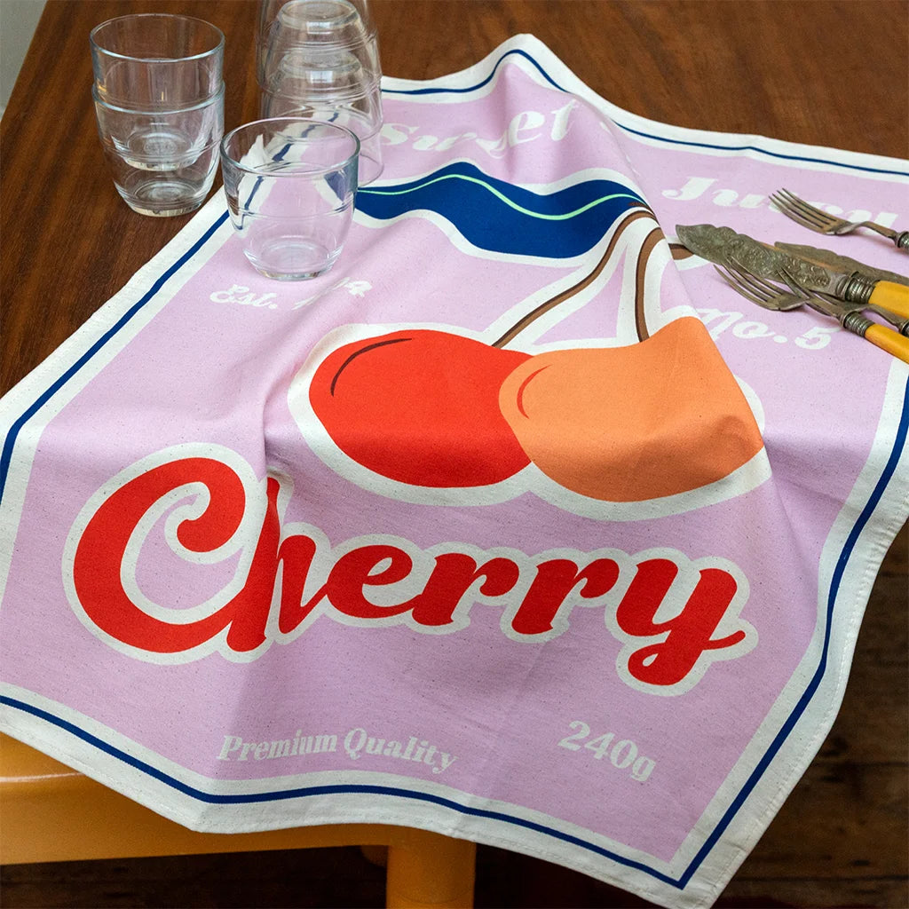 Retro Cherry Cotton Tea Towel