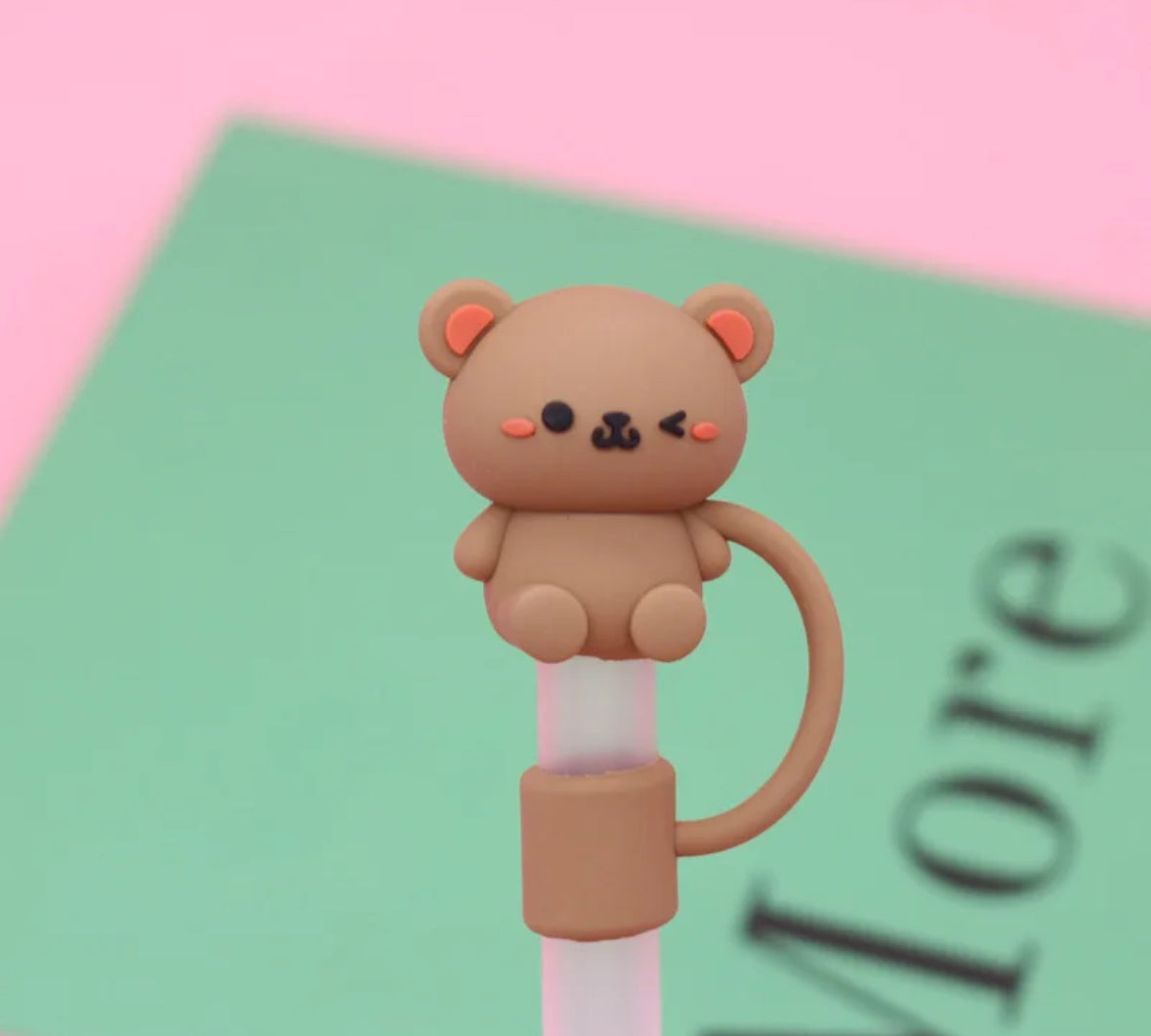 Teddy Bear Straw Cover