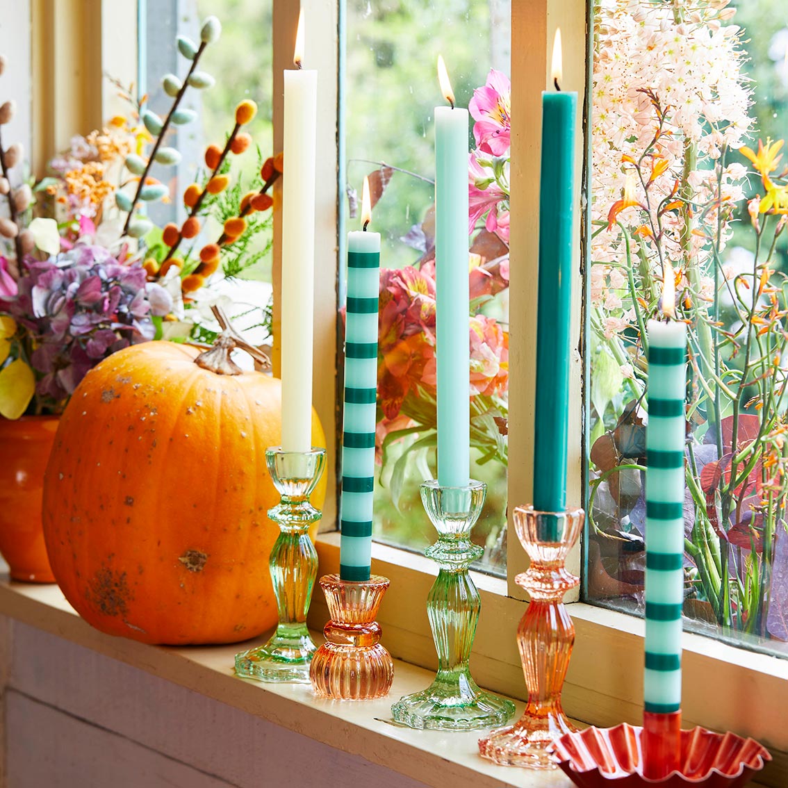 Orange Glass Candle Holder