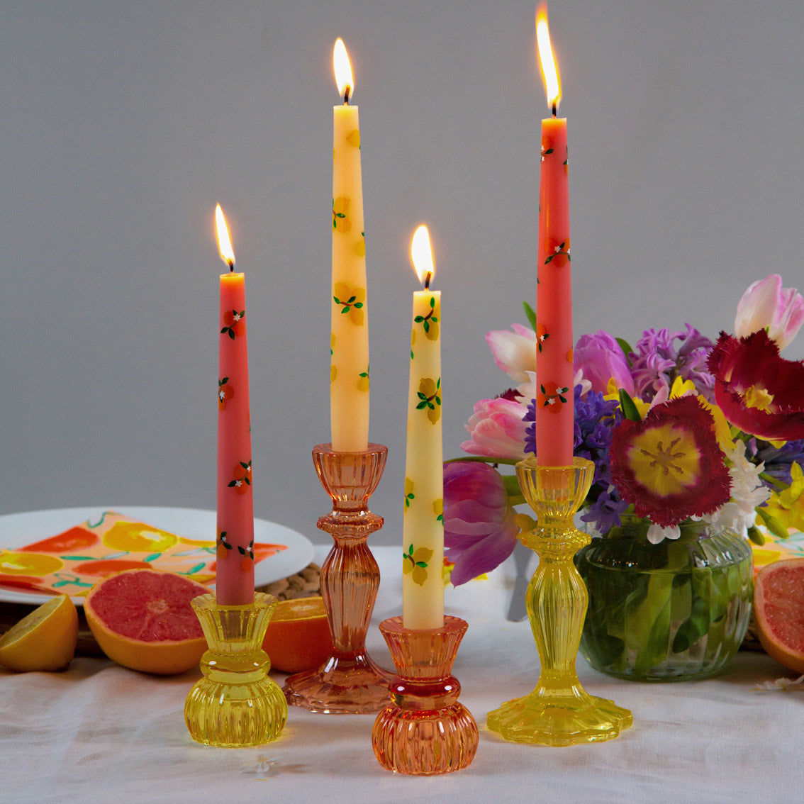 Yellow Glass Candle Holder