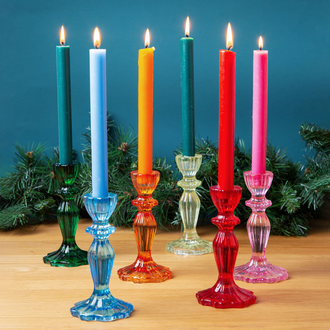 Dark Green Glass Candle Holder