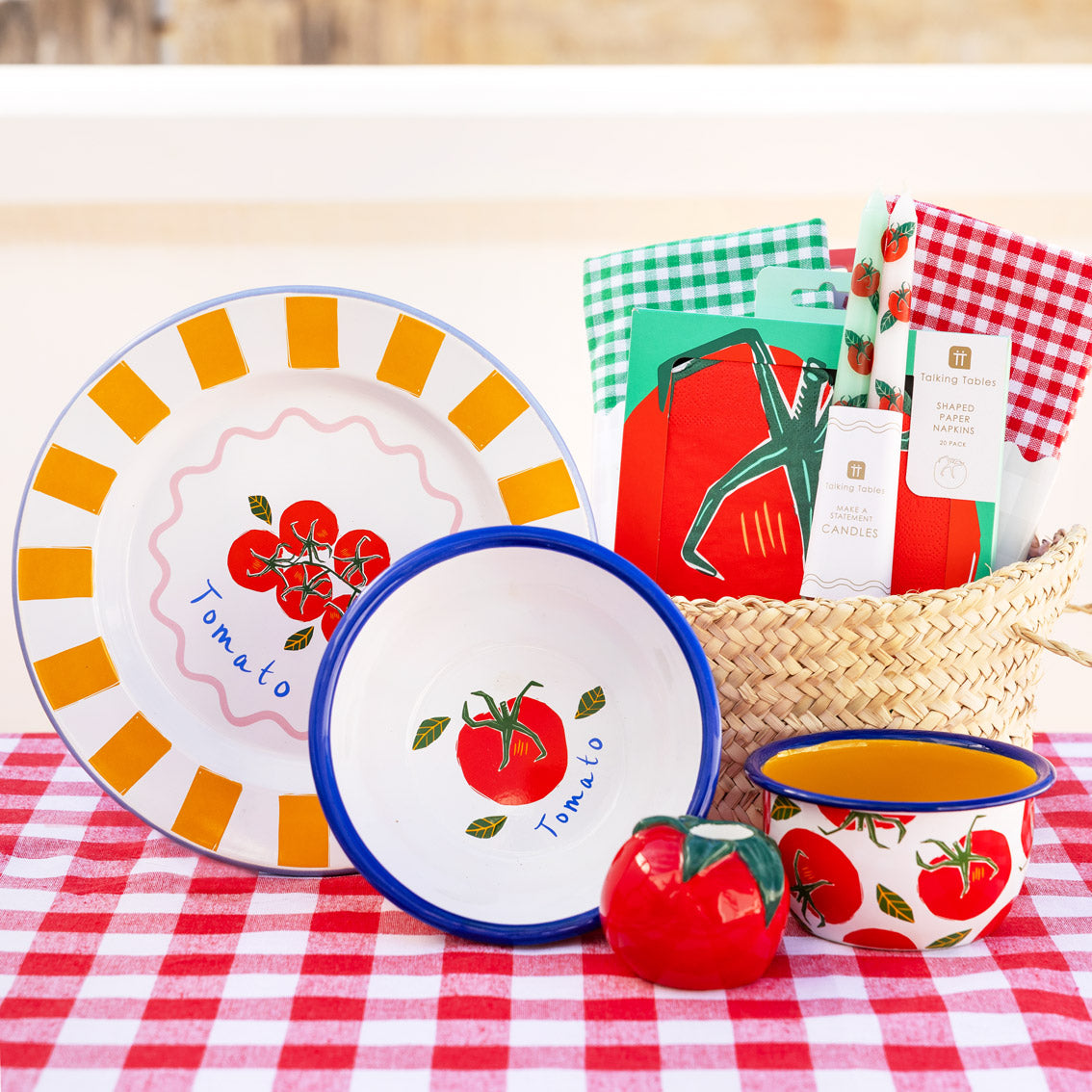 Red Gingham Fabric Napkins/Tea Towels - 2 Pack