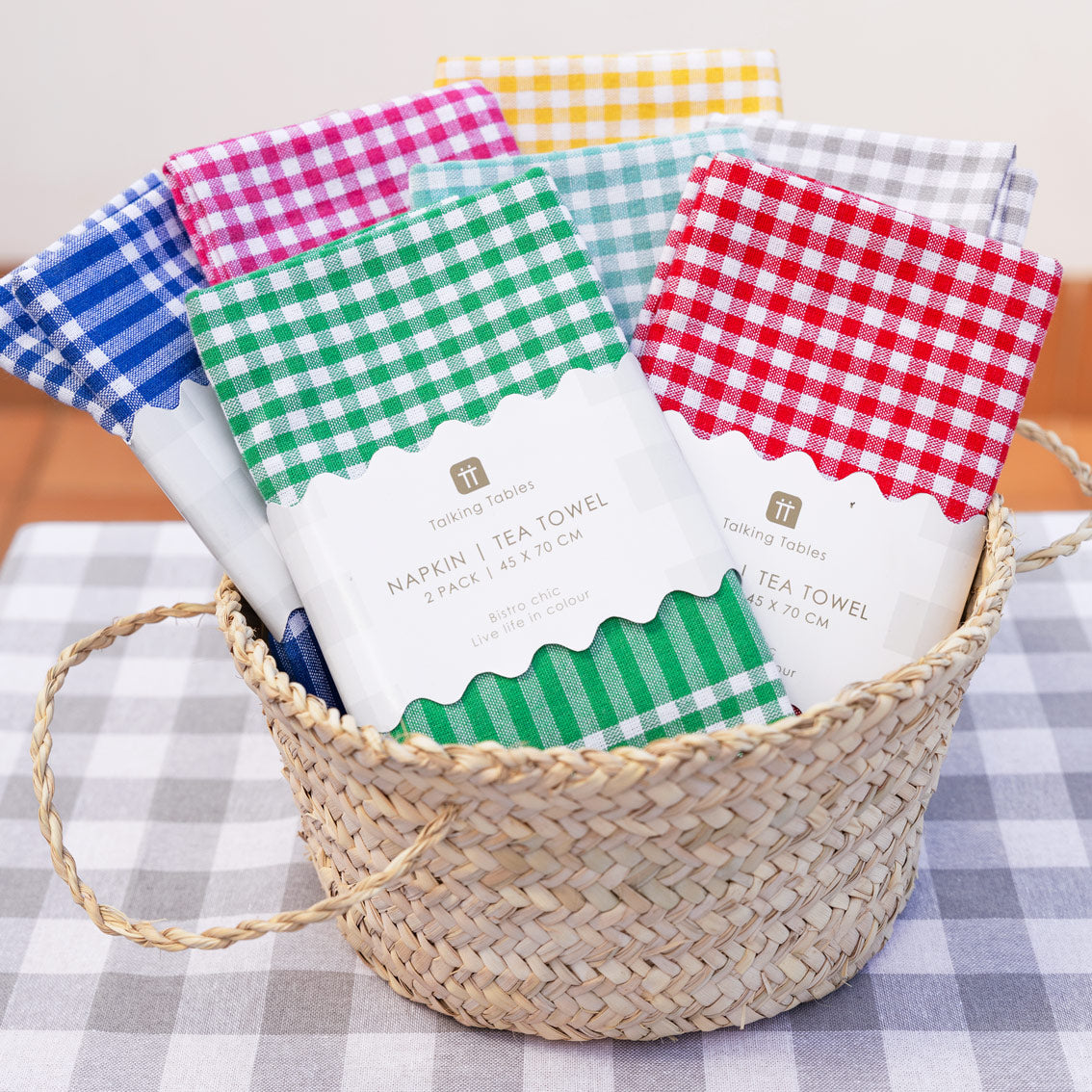 Yellow Gingham Fabric Napkins/Tea Towels - 2 Pack