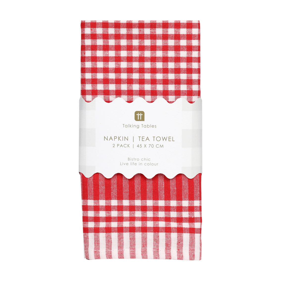 Red Gingham Fabric Napkins/Tea Towels - 2 Pack