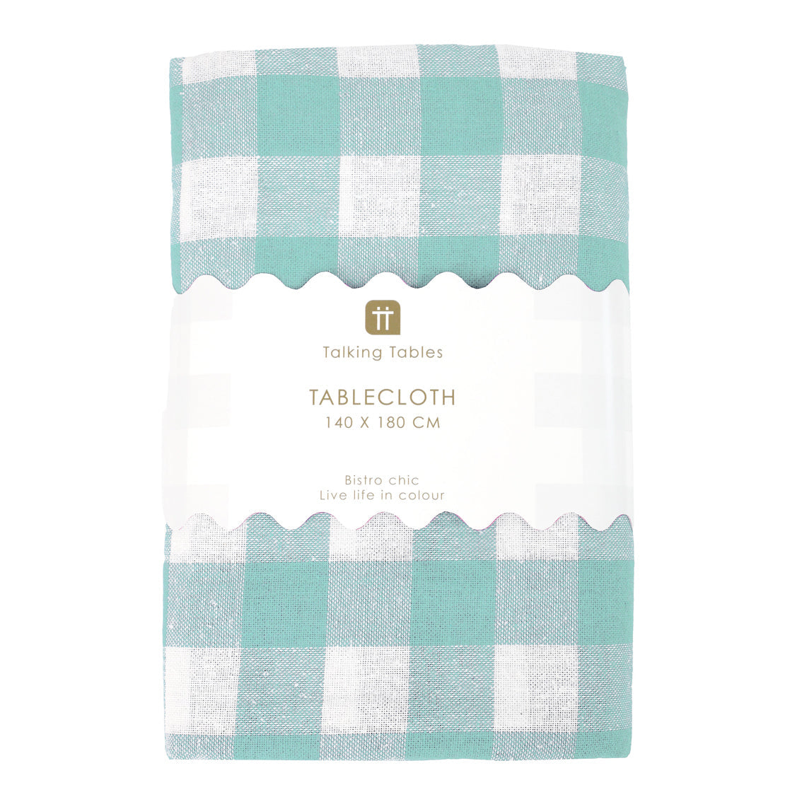 Mint Green Gingham Fabric Tablecloth