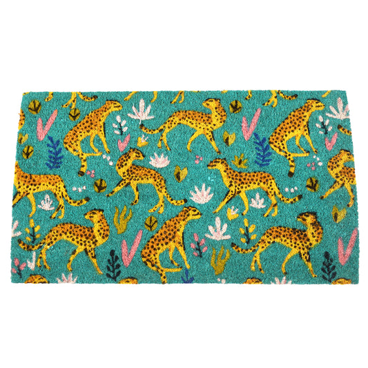 Cheetah Print Coir Doormat