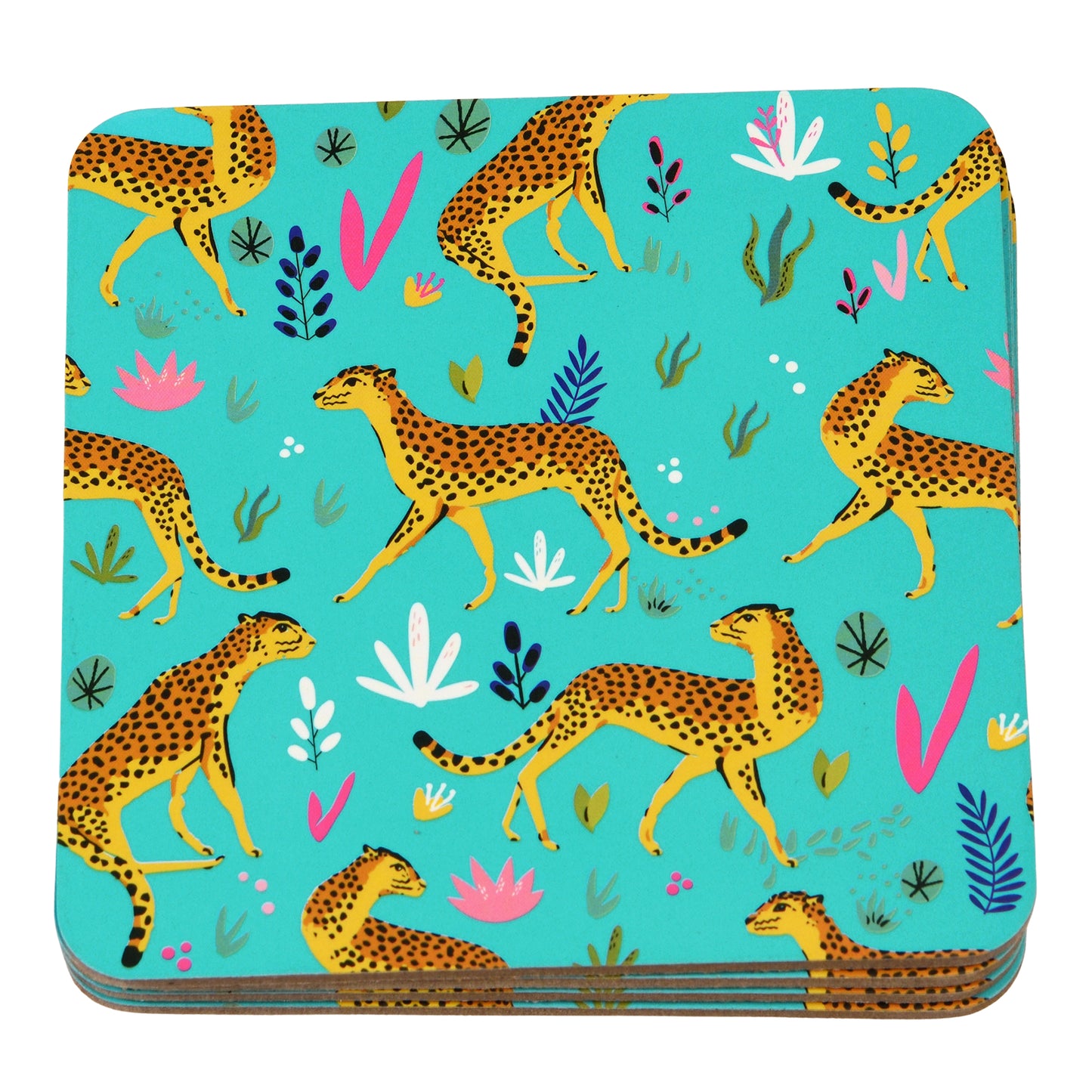 Cheetah Print Drink Coasters - Set of 4