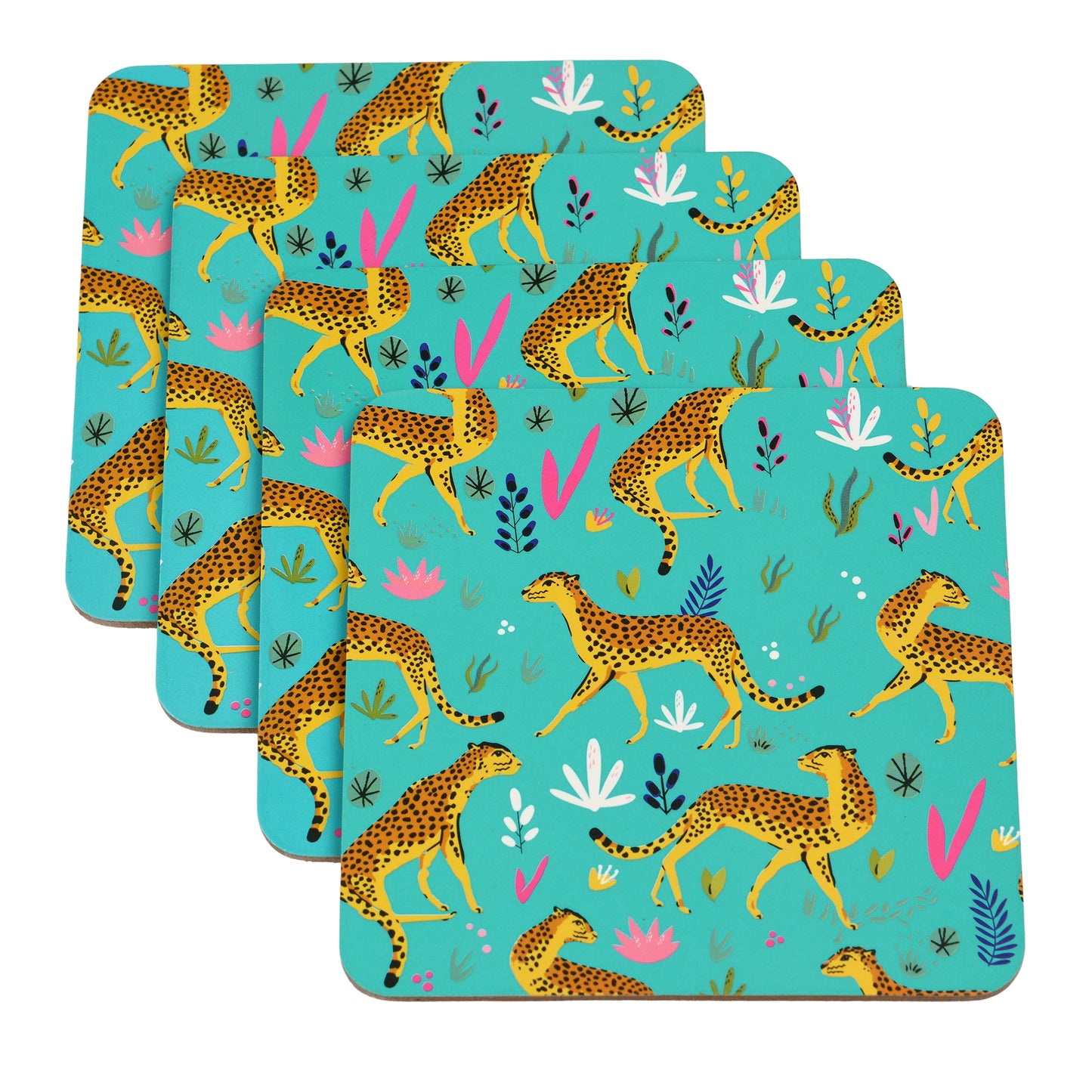 Cheetah Print Drink Coasters - Set of 4