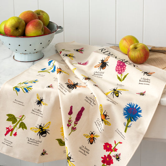 Garden Bees Cotton Tea Towel