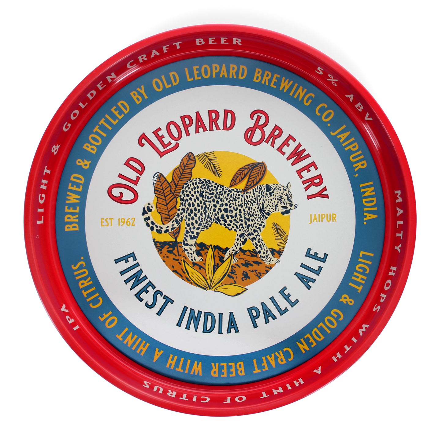 Old Leopard Brewery Round Metal Serving Tray