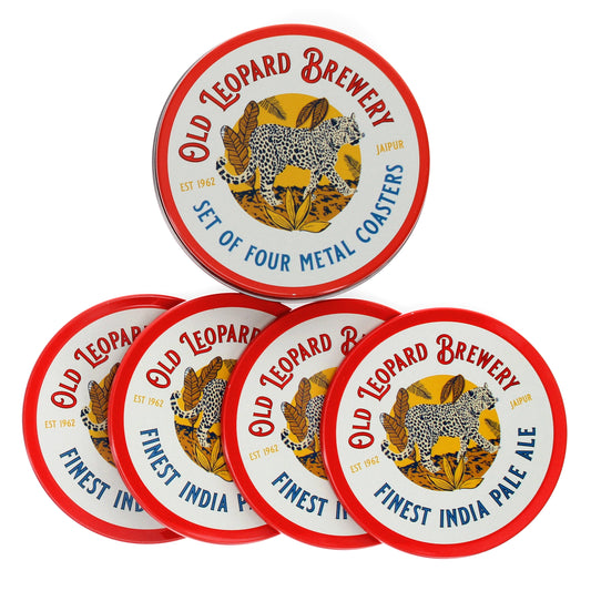 Old Leopard Brewery Metal Coasters - Set of 4