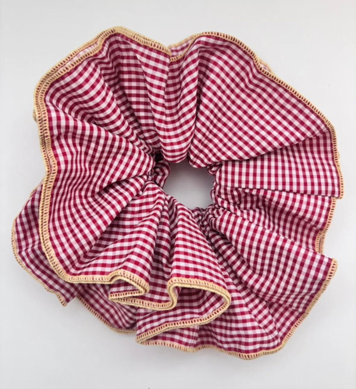 Oversize XL Red Gingham Scrunchie
