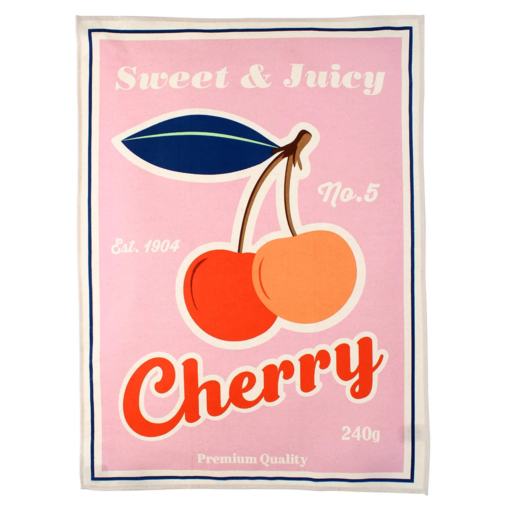 Retro Cherry Cotton Tea Towel