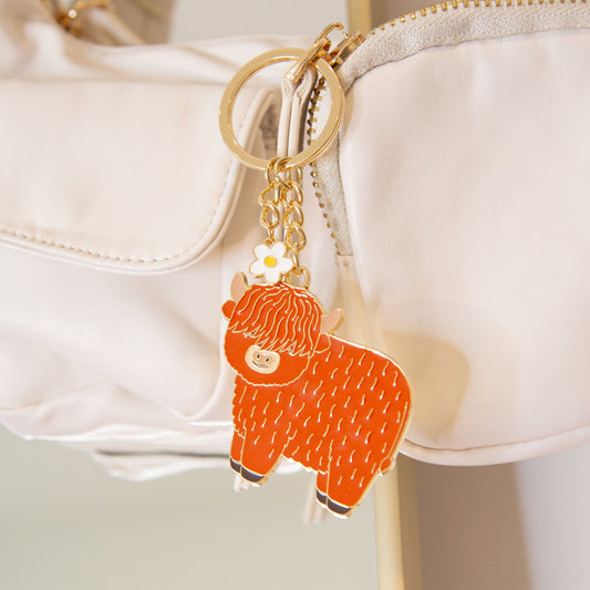 Highland Cow Enamel Keyring