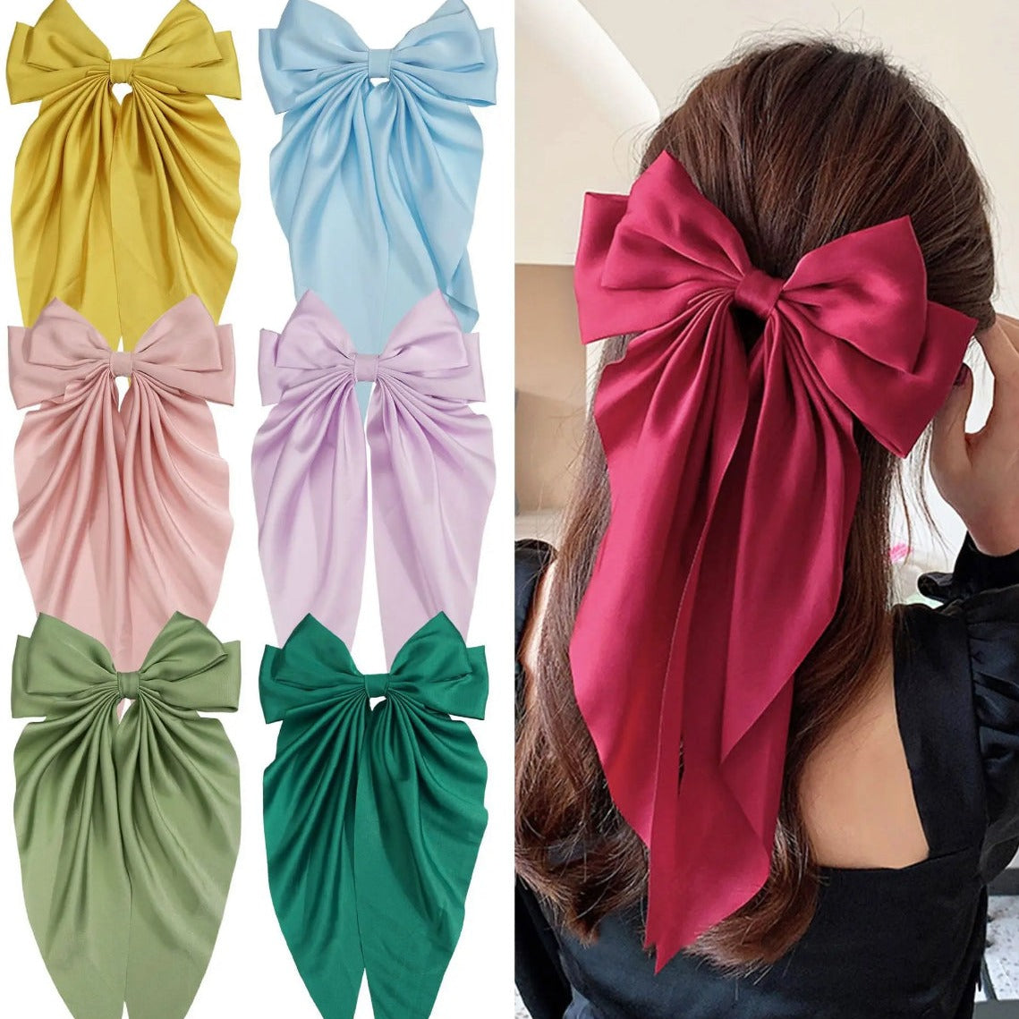 extra large bow ribbon hair clips