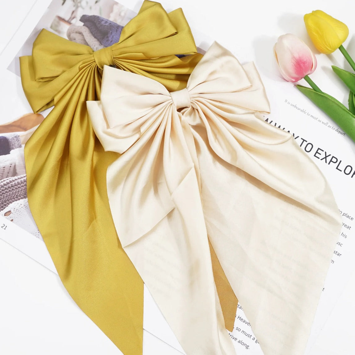 xl bow hair clips