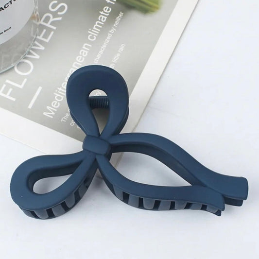 navy bow claw clip