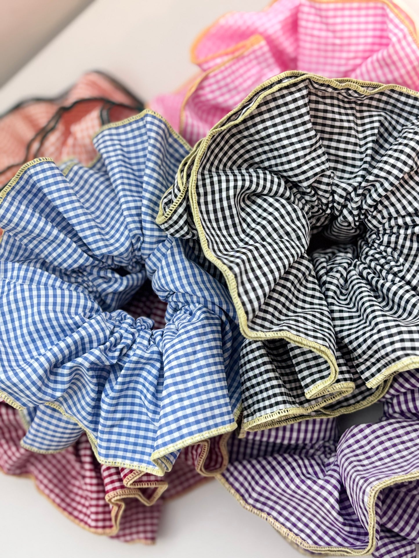 Oversize XL Black Gingham Scrunchie