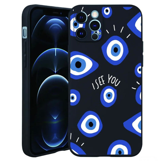 'I See You' Evil Eye Phone Case - Black