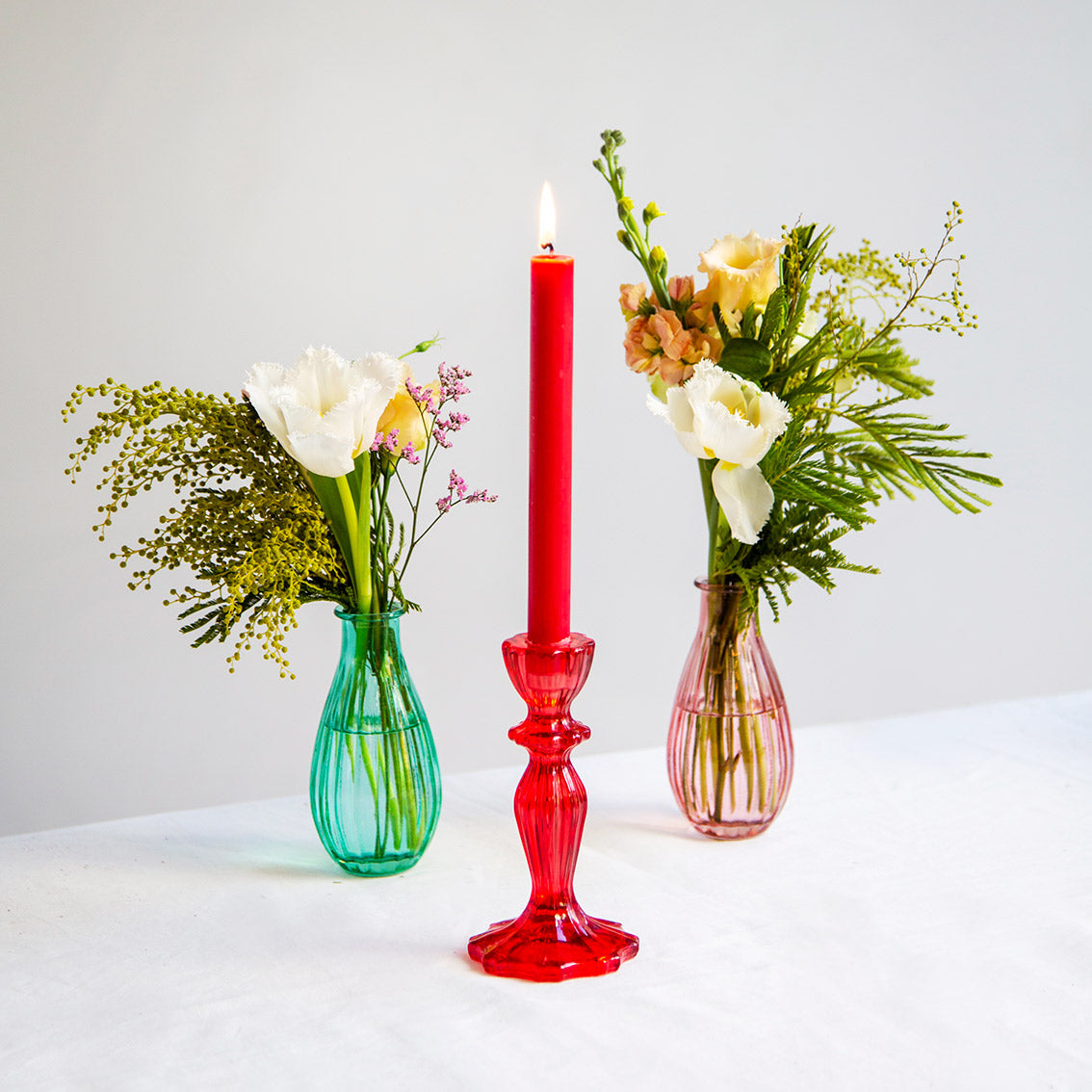 Red Glass Candle Holder