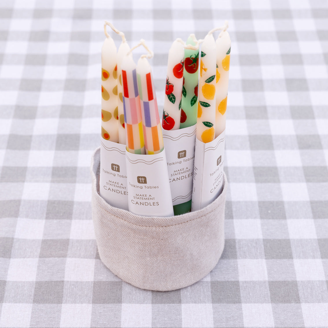 Grey Gingham Fabric Tablecloth