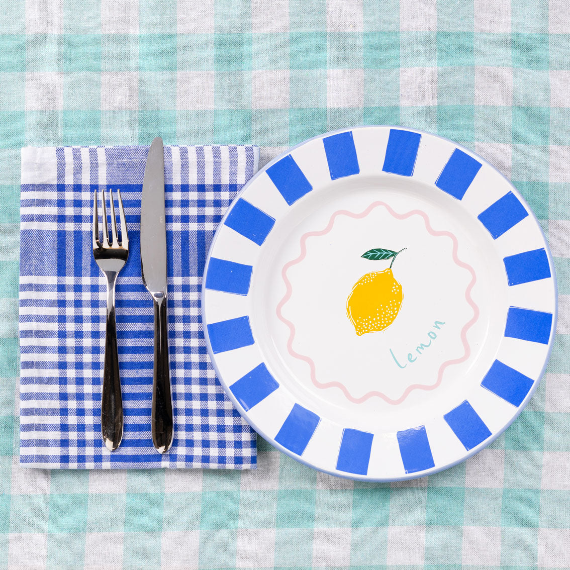 Blue Gingham Fabric Napkins/Tea Towels - 2 Pack