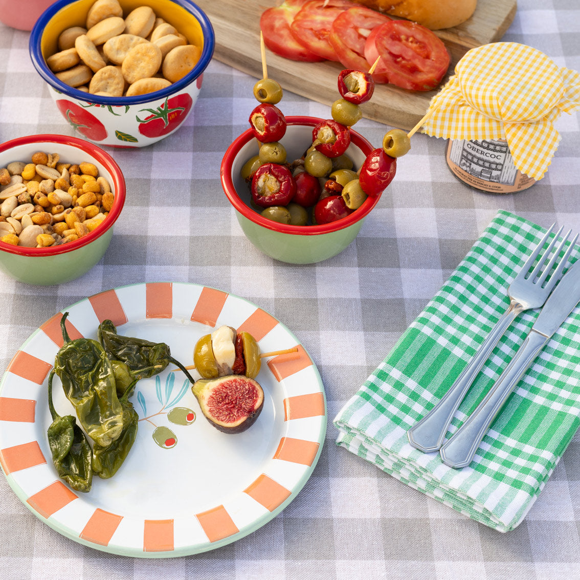 Green Gingham Fabric Napkins/Tea Towels - 2 Pack