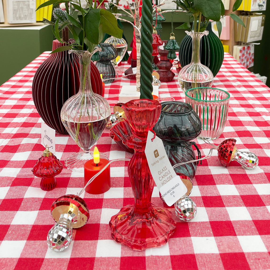 Red Glass Candle Holder