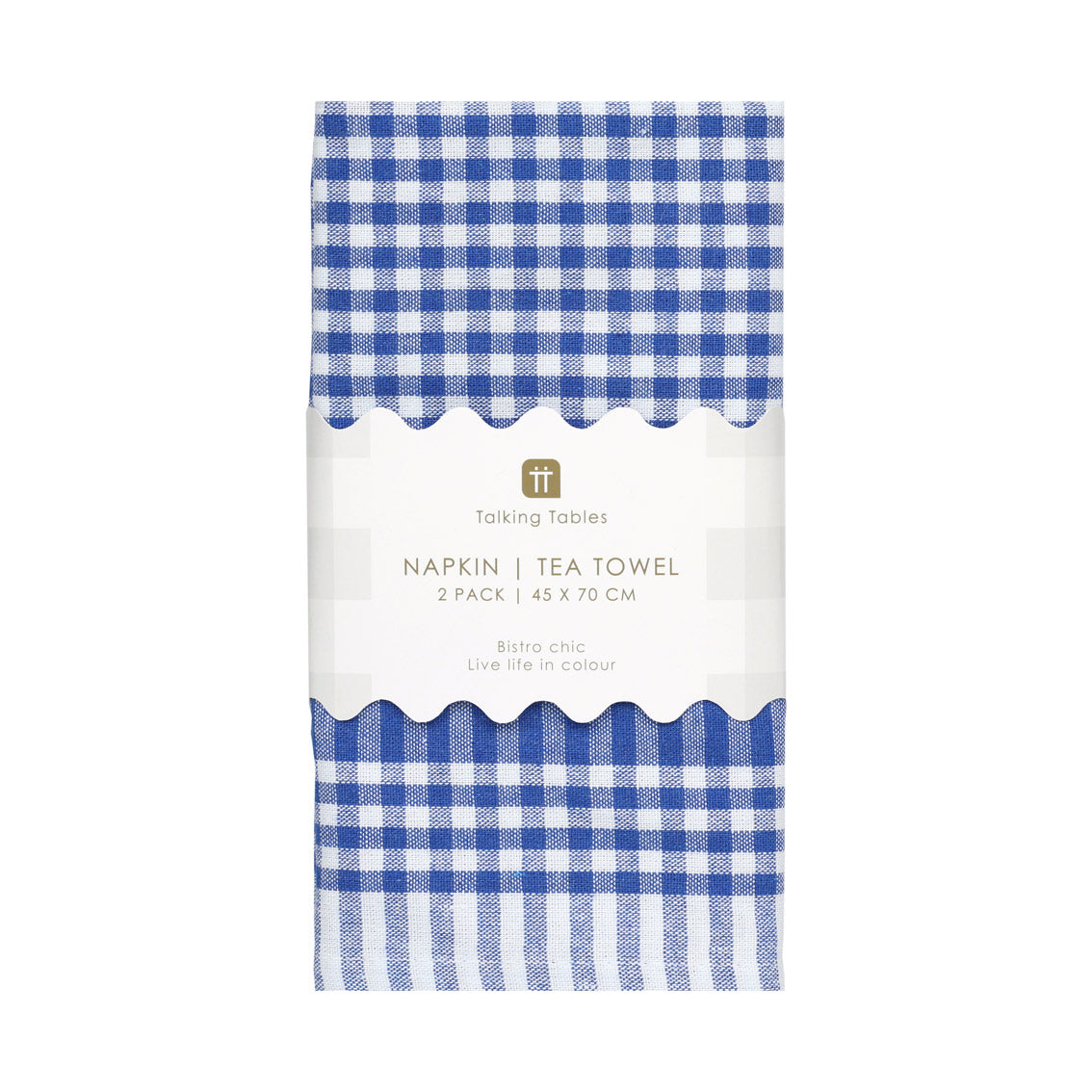 Blue Gingham Fabric Napkins/Tea Towels - 2 Pack