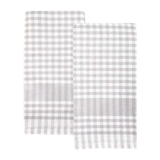 Grey & White Gingham Napkins/Tea Towels - 2 Pack
