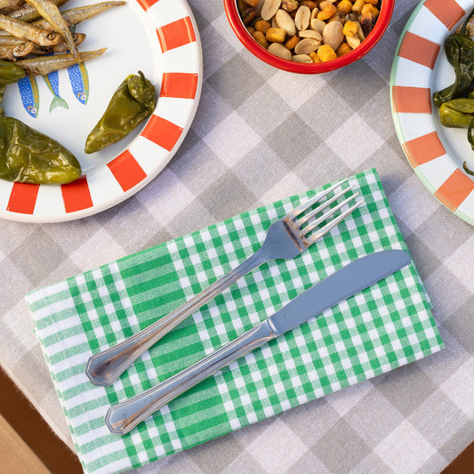Green & White Gingham Napkins/Tea Towels - 2 Pack