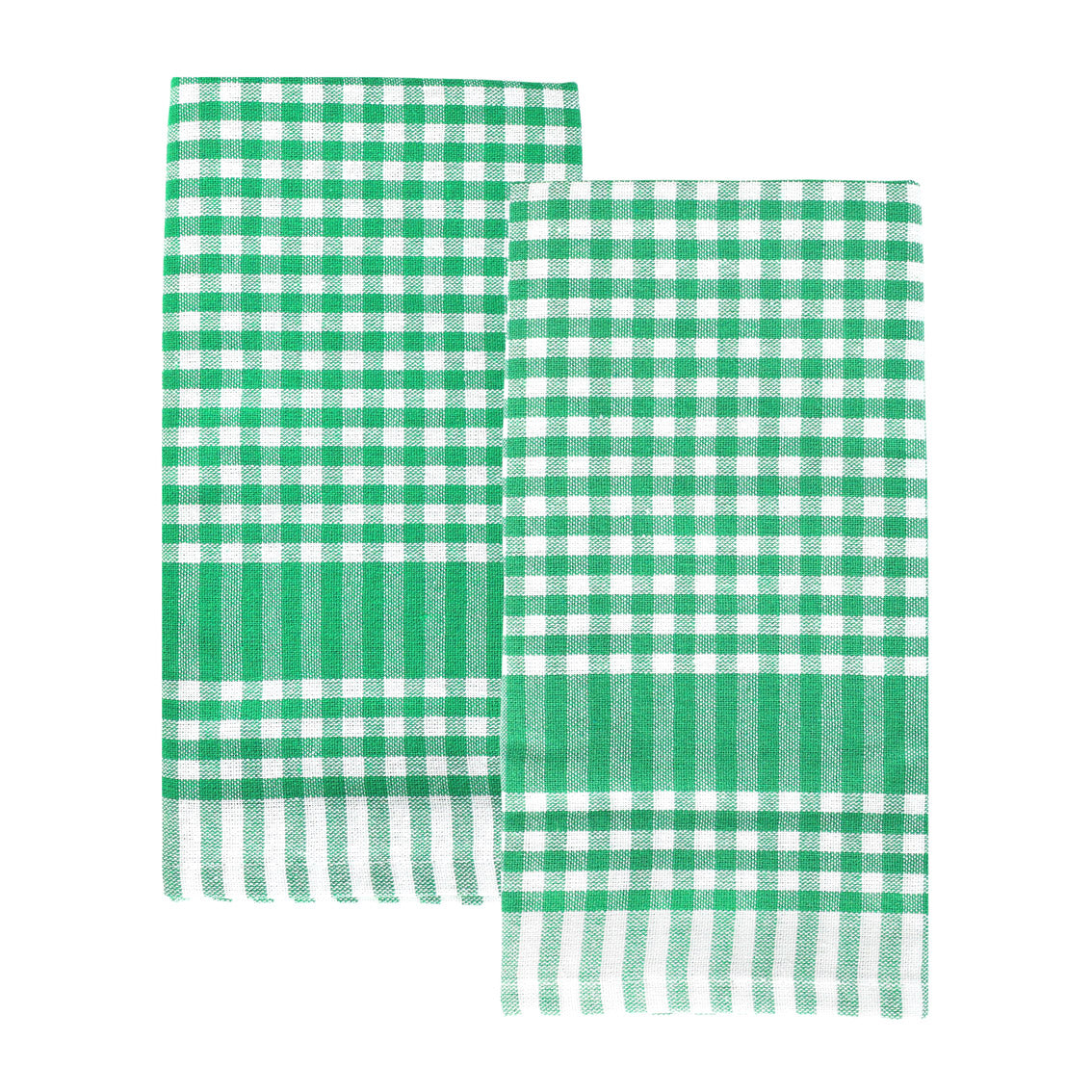 Green Gingham Fabric Napkins/Tea Towels - 2 Pack