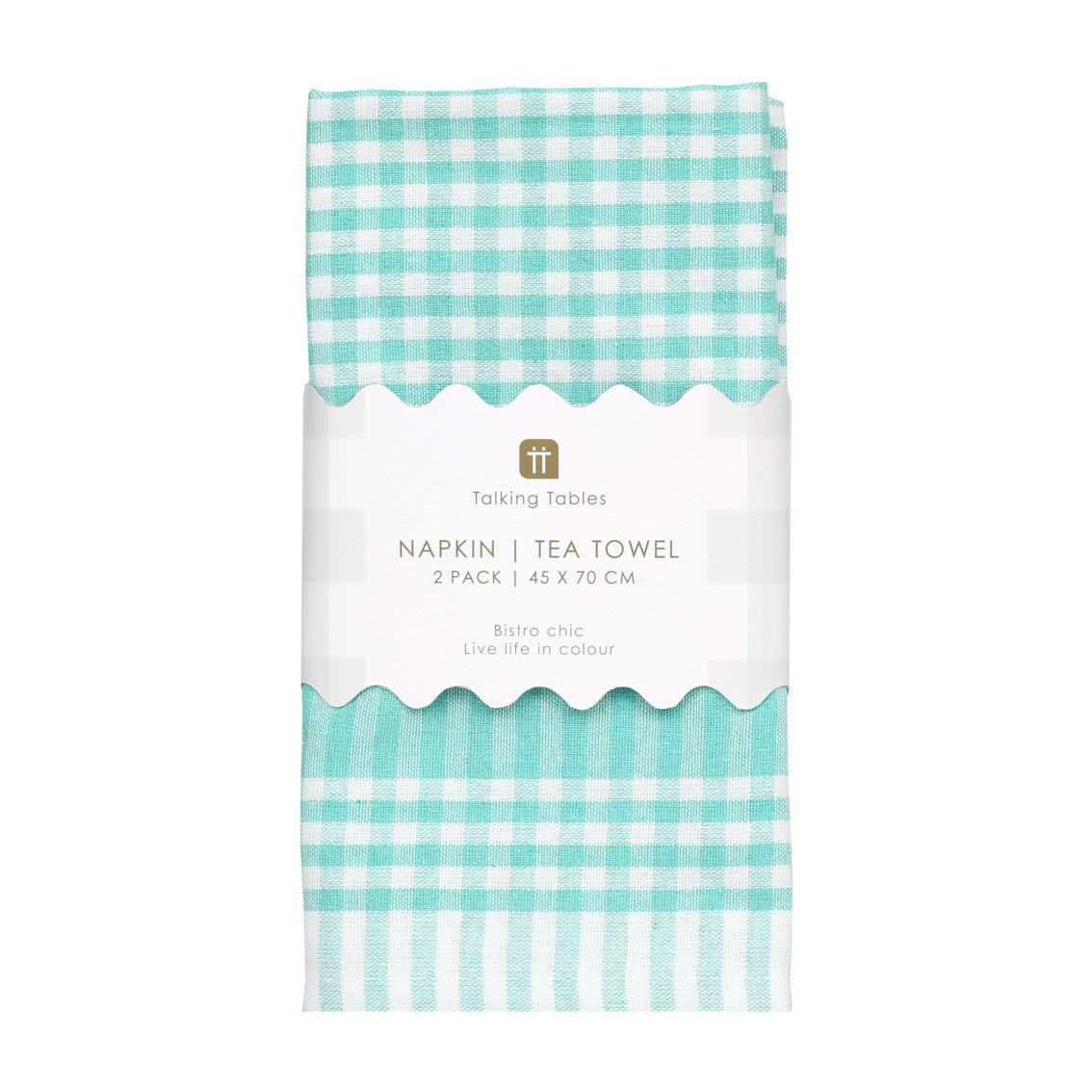 Mint Green Gingham Fabric Napkins/Tea Towels - 2 Pack