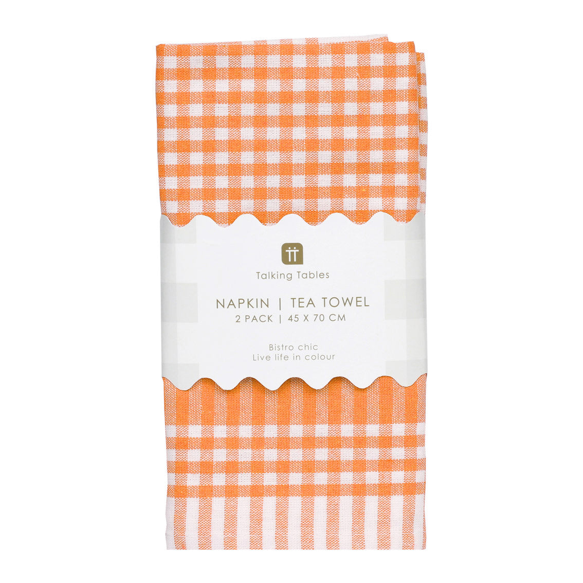 Orange Gingham Fabric Napkins/Tea Towels - 2 Pack